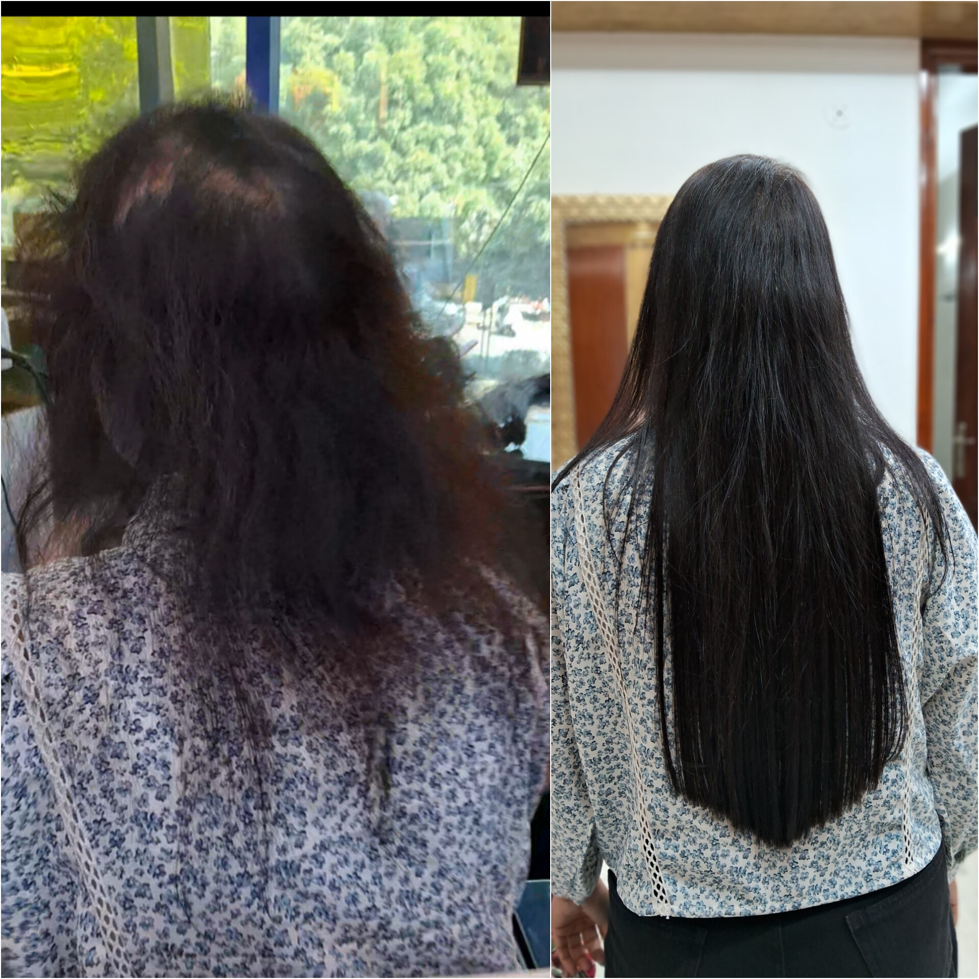 Hair extension transformation - before and after